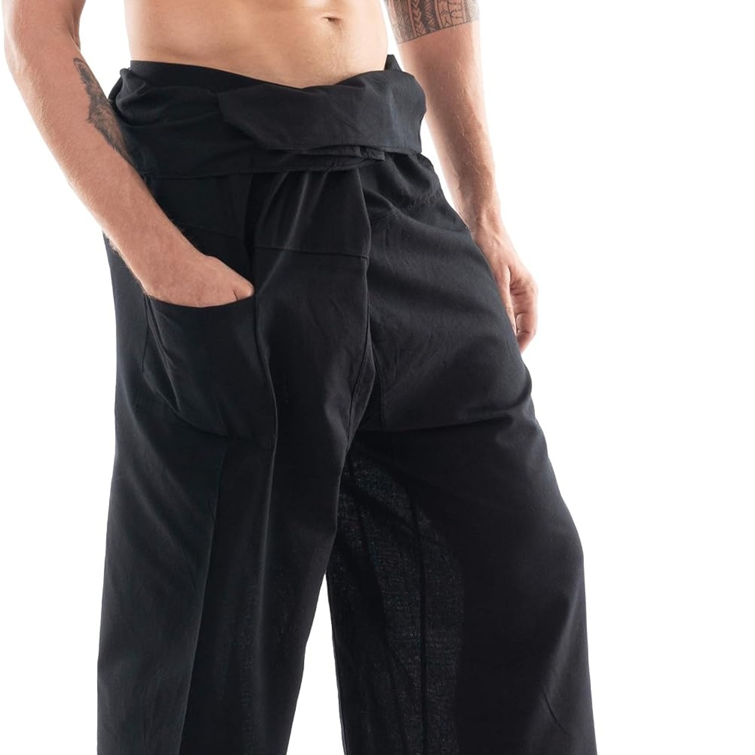 Black Cotton Thai Fisherman Pants: image 2