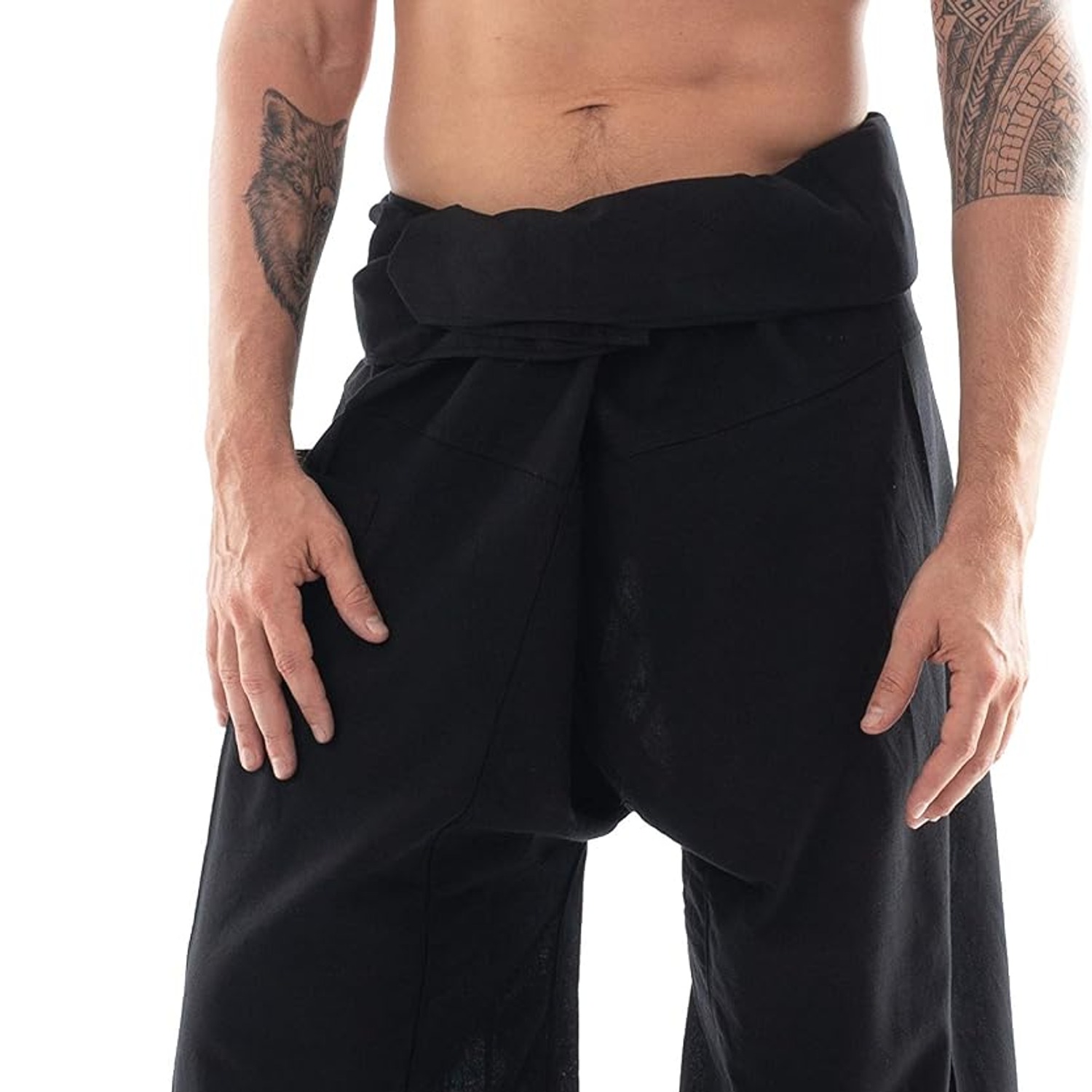 Black Cotton Thai Fisherman Pants