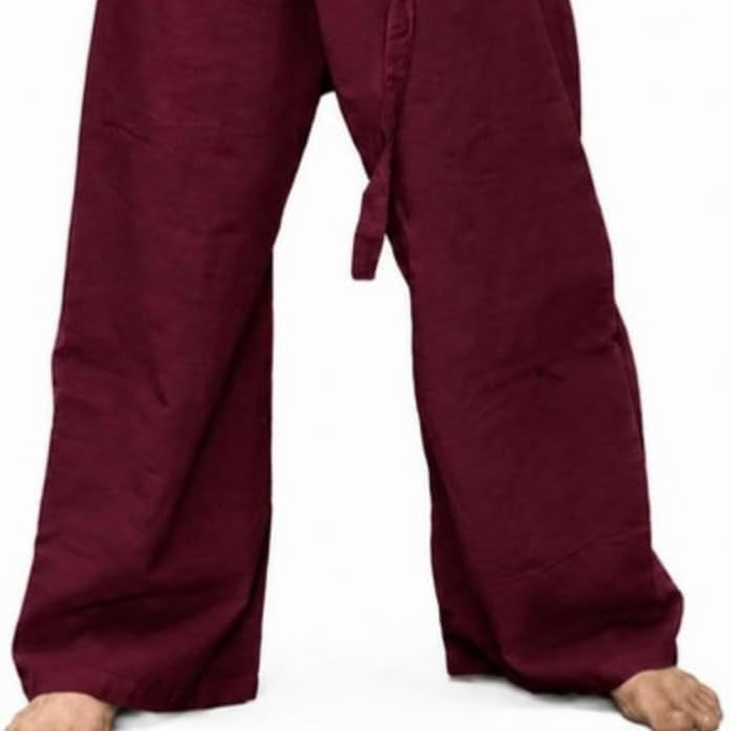 Maroon Cotton Fisherman Wrap Pants: image 4