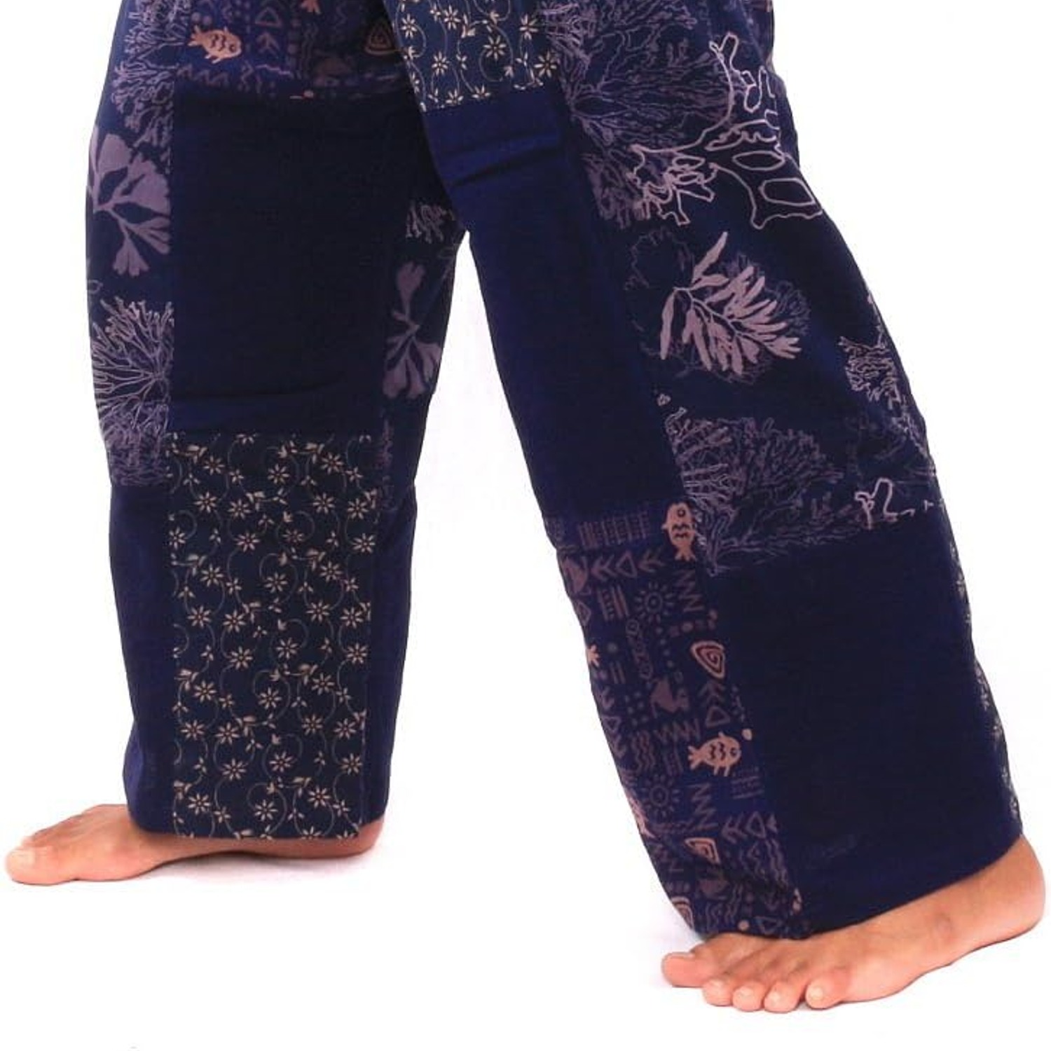Blue Patchwork Thai Fisherman Pants: image 3