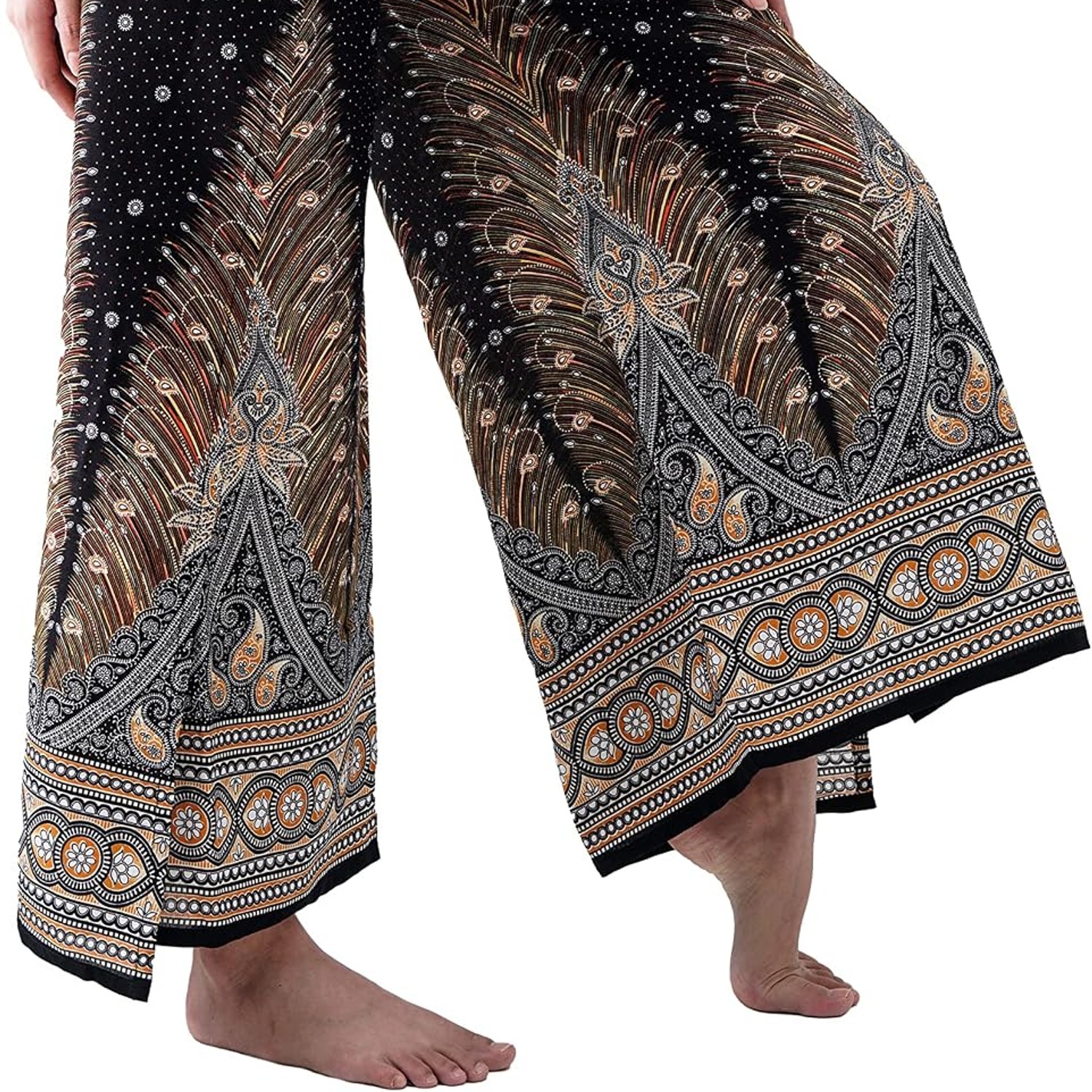 Peacock Print Rayon Wrap Palazzo Pants