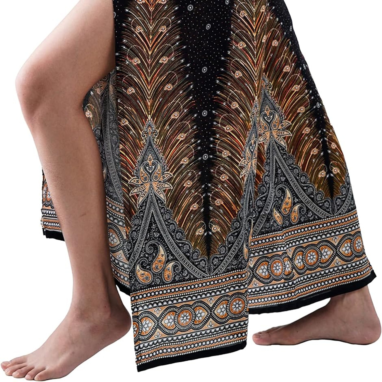 Peacock Print Rayon Wrap Palazzo Pants: image 2