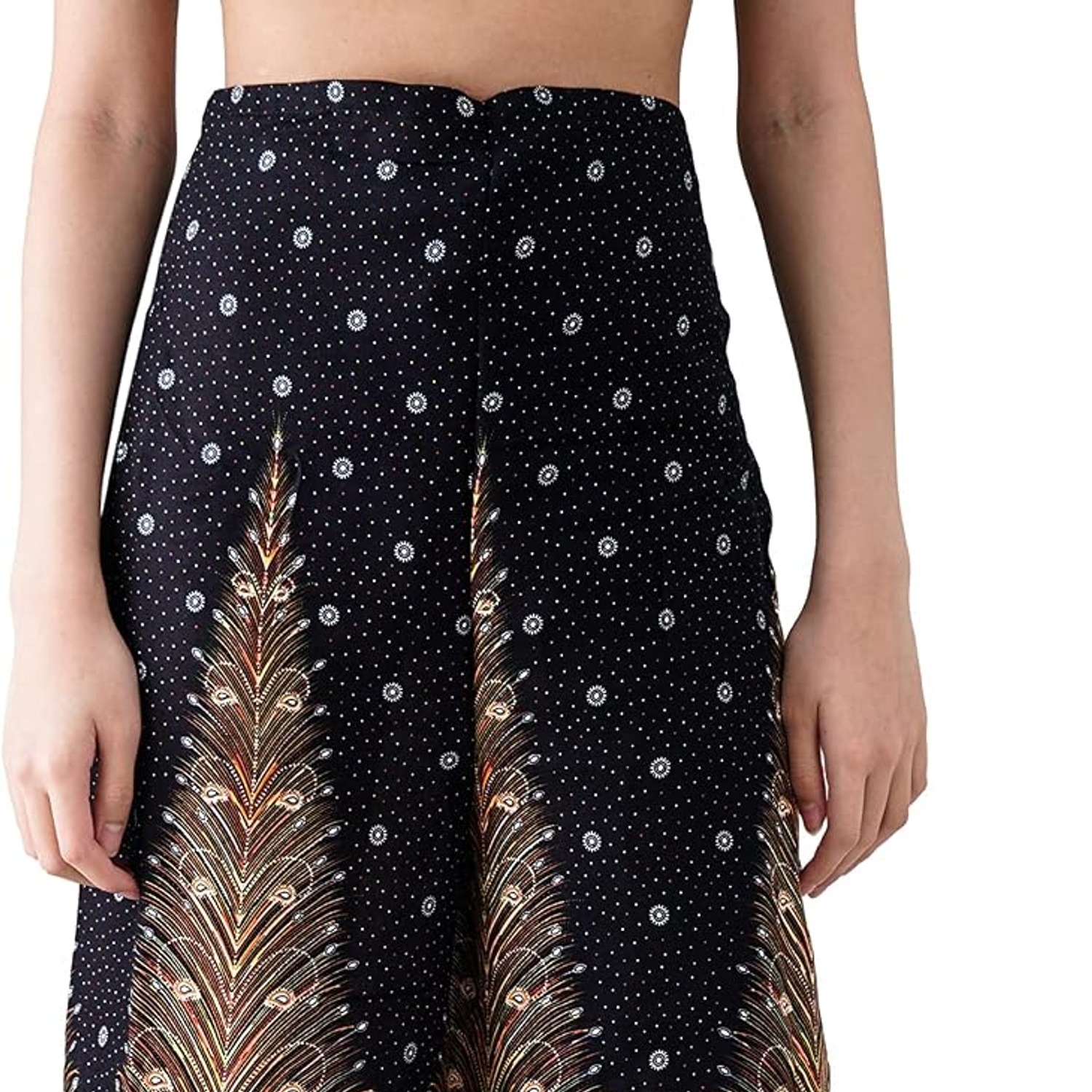 Peacock Print Rayon Wrap Palazzo Pants: image 4