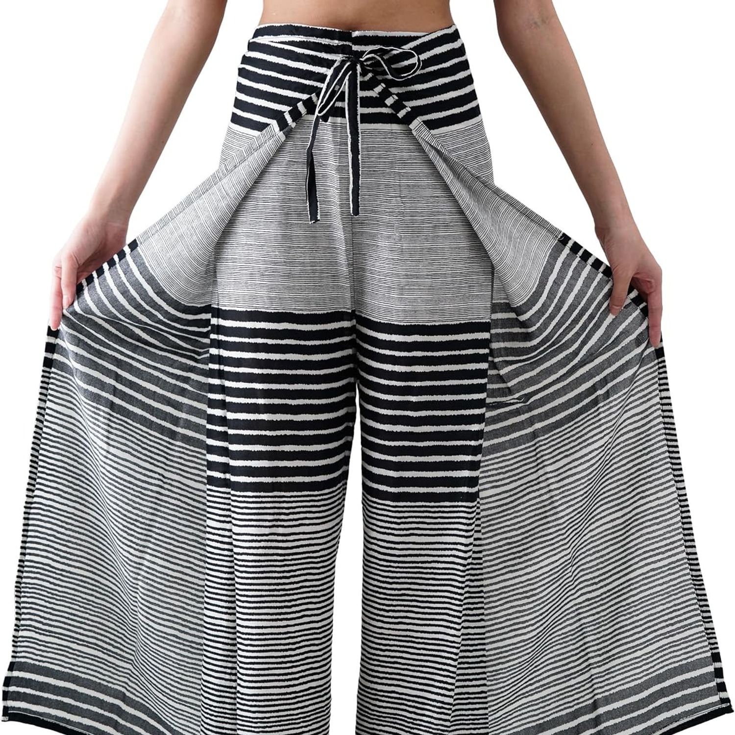Peacock Print Rayon Wrap Palazzo Pants: image 7
